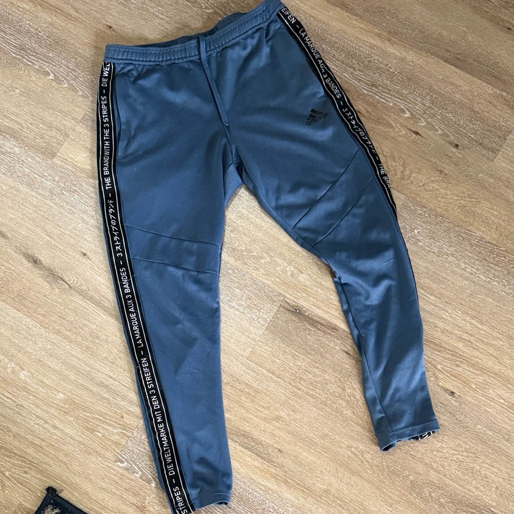 Adidas Men's Gray Joggers with Black Trim